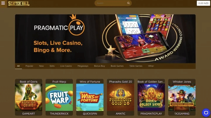scatterhall casino lobby screenshot
