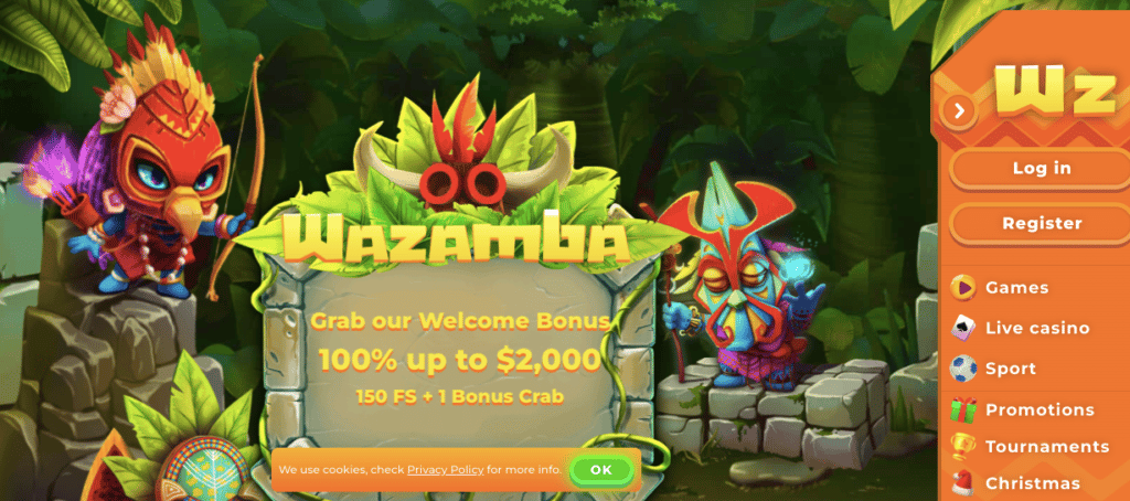 wazamba casino lobby screenshot