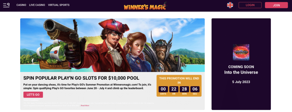 winner magic online casino bonus