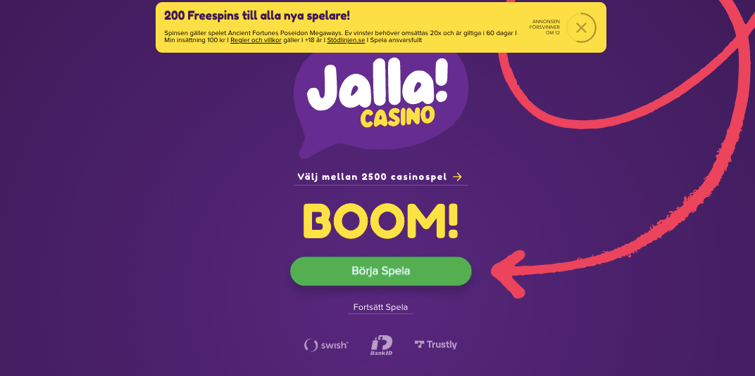 jalla casino lobby screenshot SE
