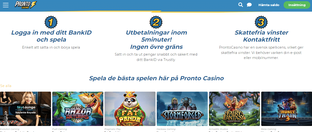 pronto online casino