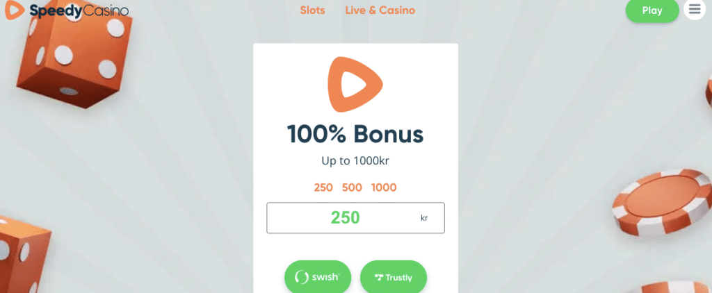 speedy online casino bonus
