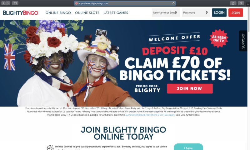 Blighty Bingo Casino Screenshot
