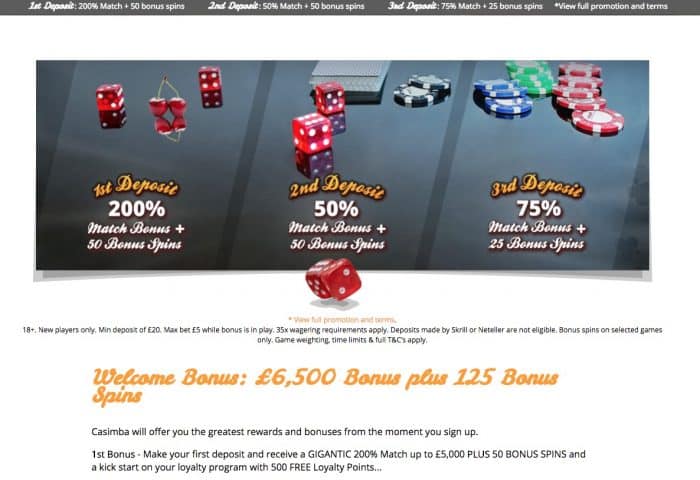 Casimba Online Casino Screenshot