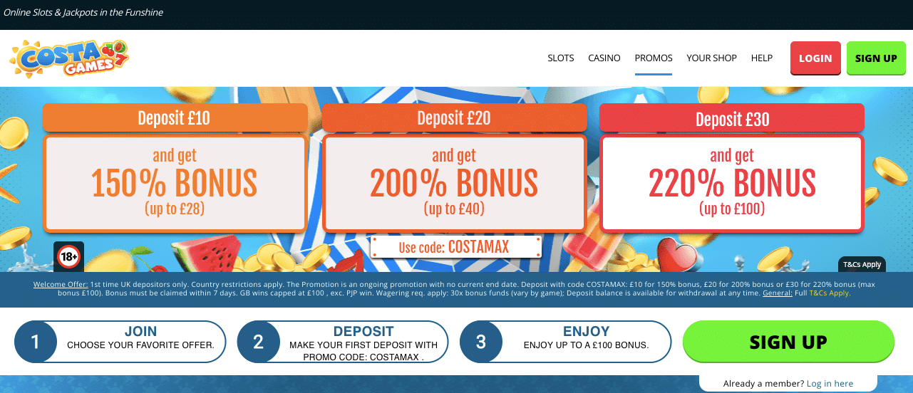 costa games lobby screenshot