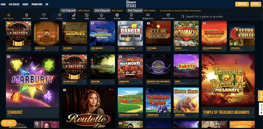 Dream Vegas Casino Games Screenshot