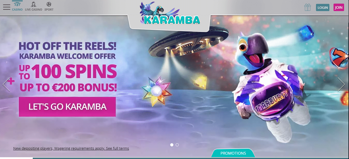 Karamba Online Casino Screenshot