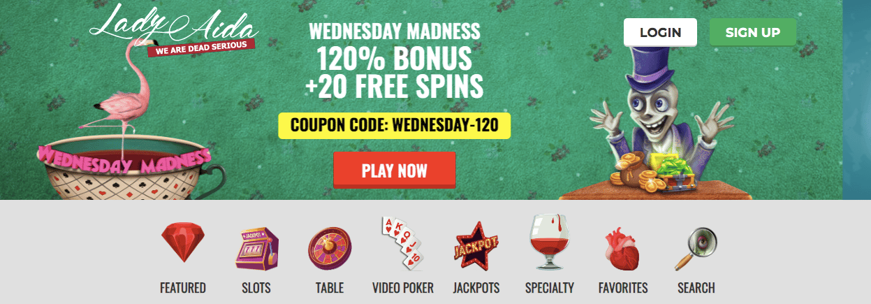 lady aida online casino lobby screenshot