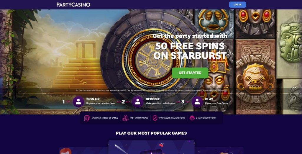 party casino 50 free spins