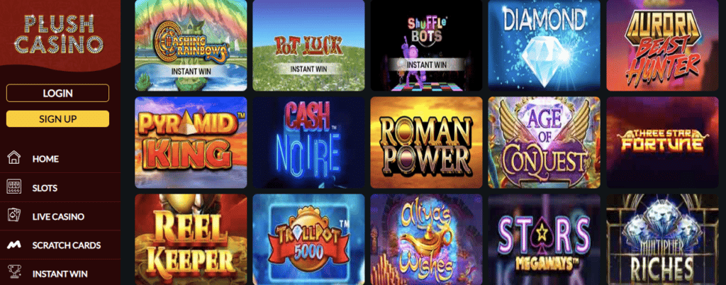 plush casino games screenshot