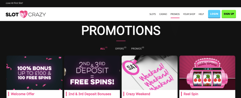 slot crazy promotions screenshot