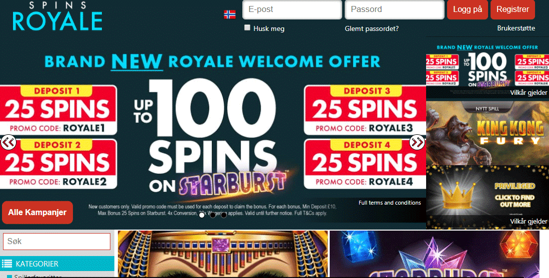 Spins Royale Online Casino Screenshot