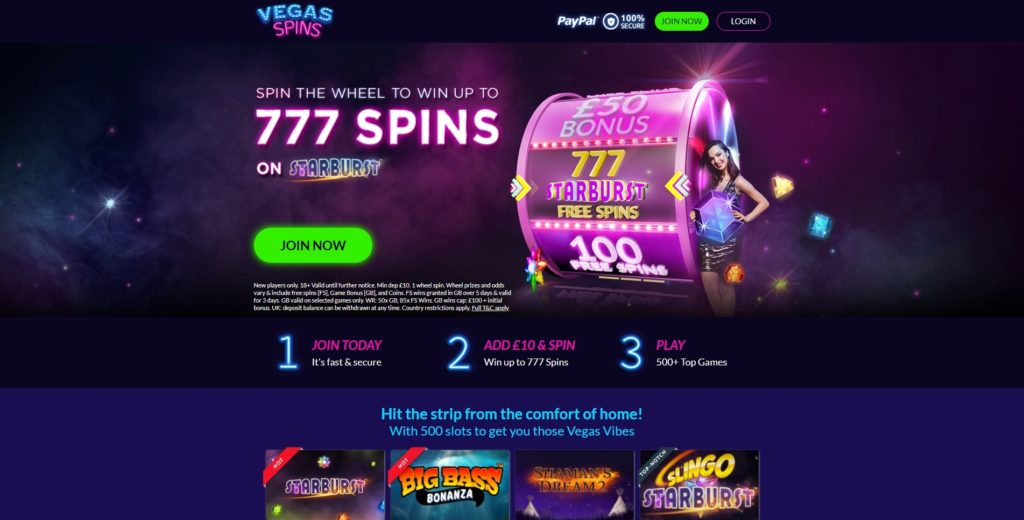 Vegas Spins Online Casino Screenshot