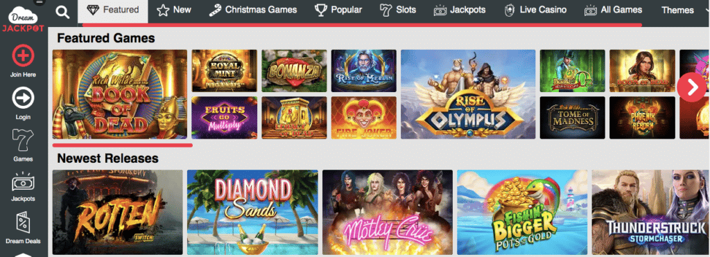 dream jackpot casino games screenshot