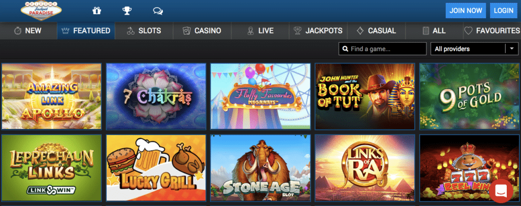 jackpot paradise casino games screenshot