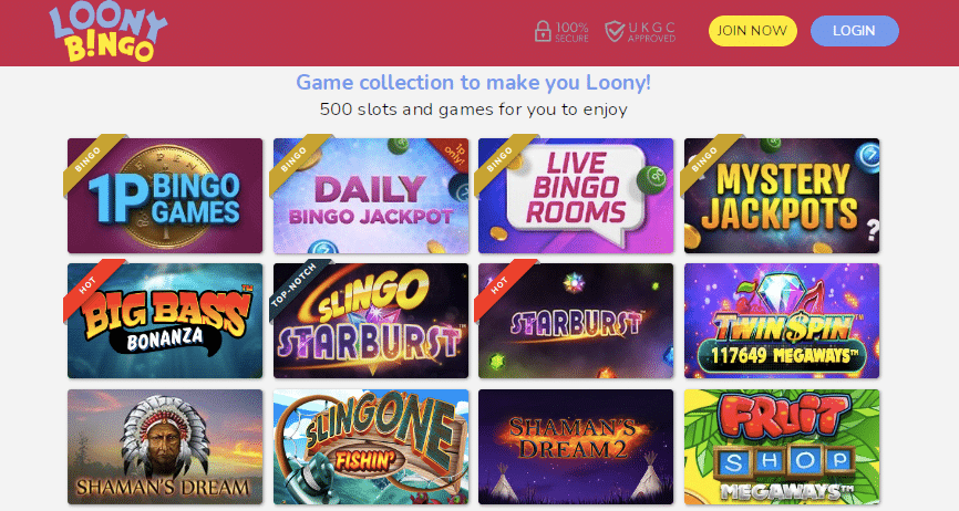 loony bingo online casino games screenshot