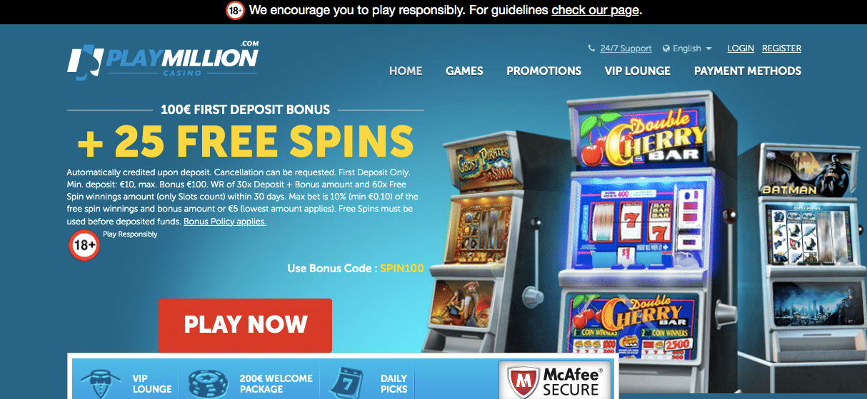 playmillion casino lobby screenshot