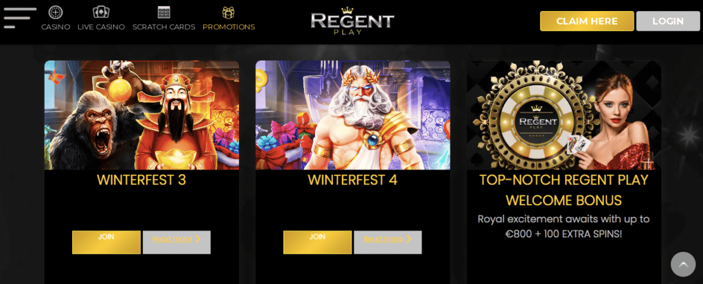 regent play casino promotions screenshot