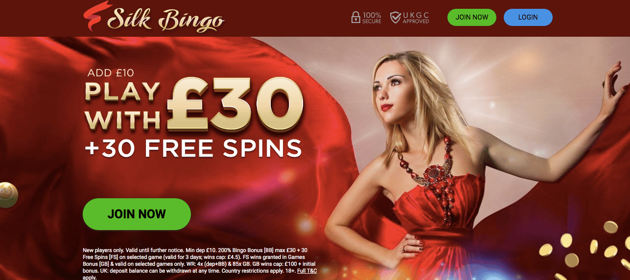 silk bingo casino lobby screenshot