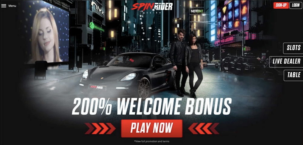 spin rider casino lobby screenshot