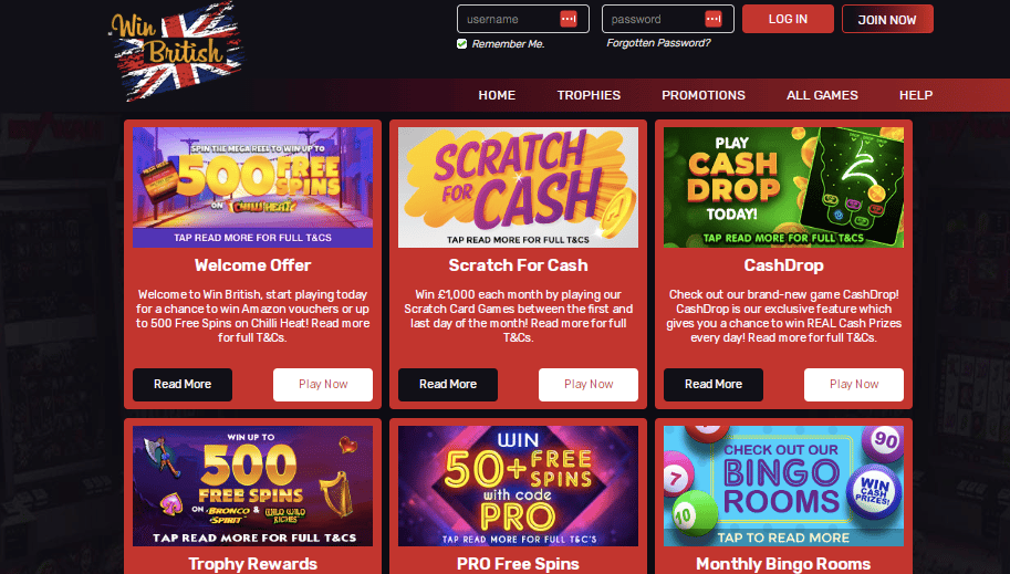 win british casino promotions screenshot