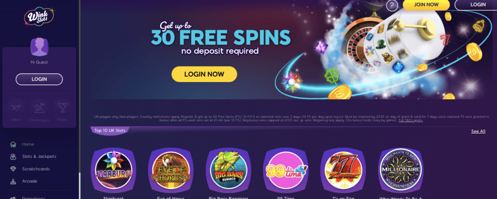 wink slots casino promotions screenshot