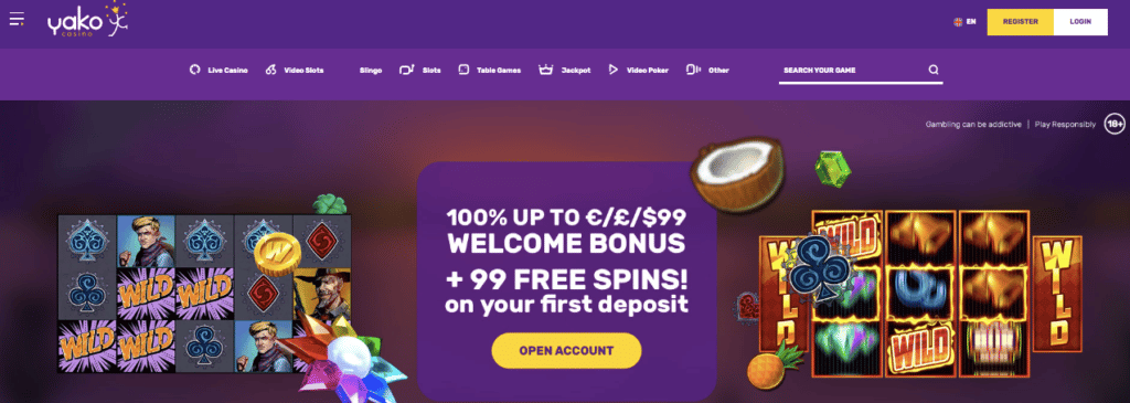 yako online casino lobby screenshot 
